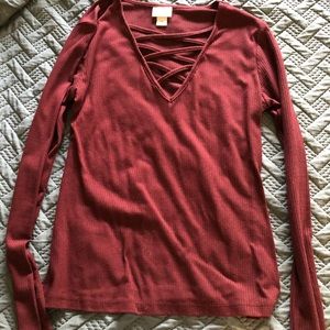 Deep red long sleeve shirt